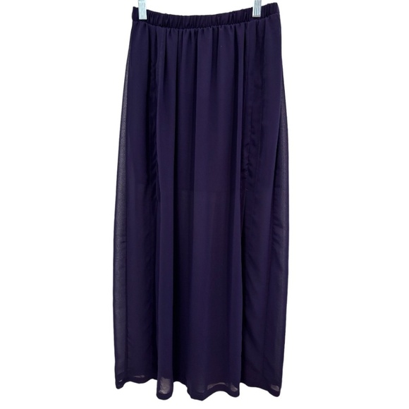 Forever 21 Maxi Skirt Sheer Short Lining Slits Elastic Waist Size Small - Picture 1 of 3